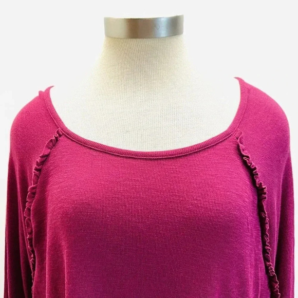 NWT LAUREN CONRAD Women Long Sleeve Pullover Round Neck Red Shirt Plus Size XXL - Picture 2 of 12